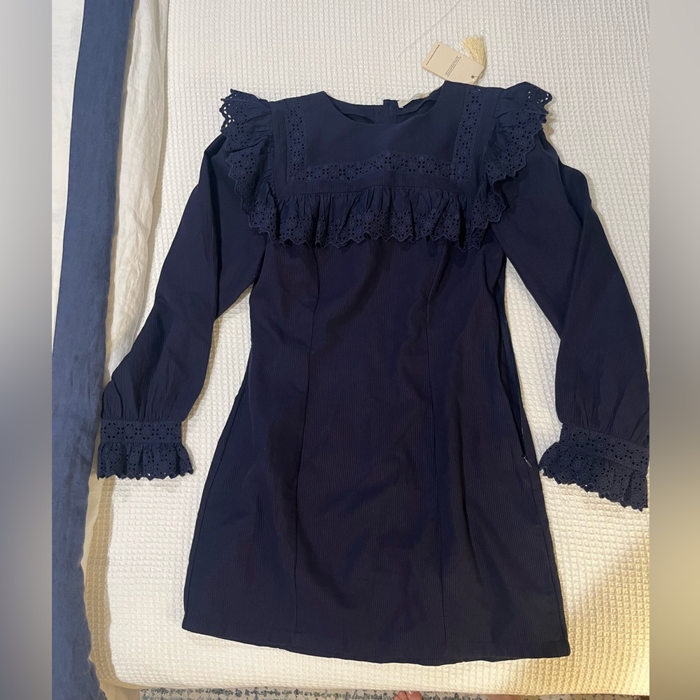 Doen NWT Minore Navy Mini Dress Size Medium NEW Fall Dress - Picture 5 of 7